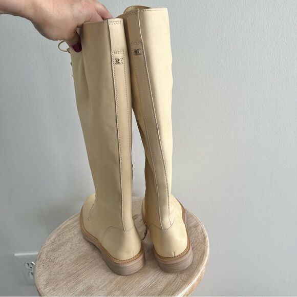 Sam Edelman Nance Lace Up Eggshell Leather Knee High Boots NWOB - Picture 9 of 9